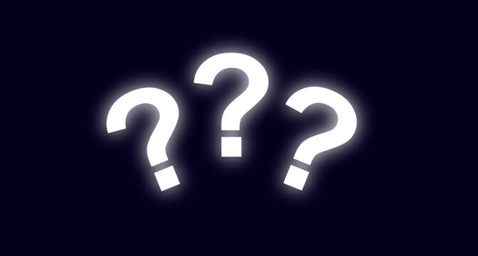 Glowing Neon Question Marks Symbolizing Questions, , Help Center, Support, Uncertainty and Problem Solving Concept black background.