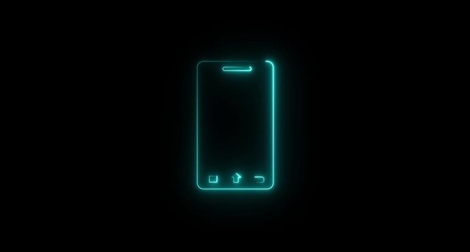 Bright rotate phone sun neon outline with smooth seamless loop. Perfect animation template for apps, video screens, Motion graphics of phone rotate concept