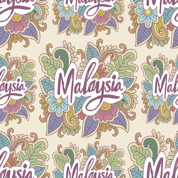 Malaysia floral pattern on vintage style. Vector illustration.