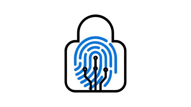 Fingerprint Lock Animation on Transparent Background
