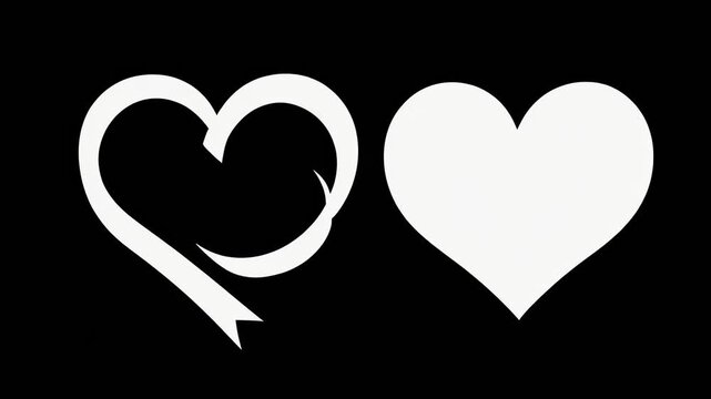 White heart shapes on black background.