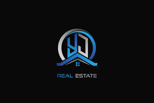 YJ real estate letters logo design for construction or house. YJ real estate letters logo Vector design