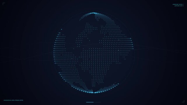 Digital Matrix Stream Flowing Through Abstract Geography in Dark Background