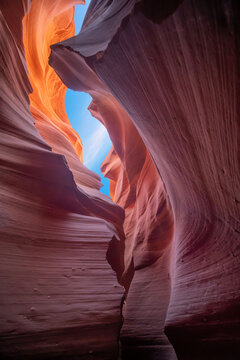 antelope canyon Arizona, Lower Antelope Canyon Interior with Sunlight Beams 