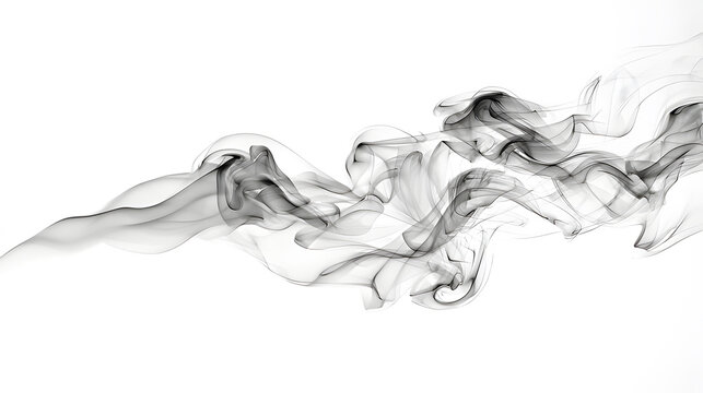 Smoke swirling in the air isolated on white background with a wavy pattern ai generated image