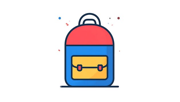 Colorful school backpack icon for students and travel.