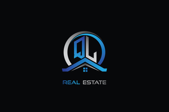 QL real estate letters logo design for construction or house. QL real estate letters logo Vector design