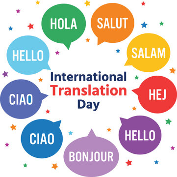 International Translation Day Greeting with Multilingual Hello