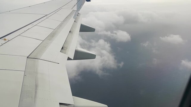 Flying above the clouds in rainy weather