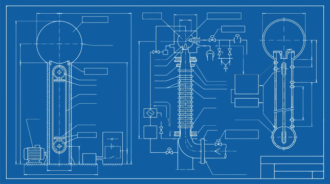 Electrical Circuit Blueprint Vector Illustration with Schematic Components and Wiring.