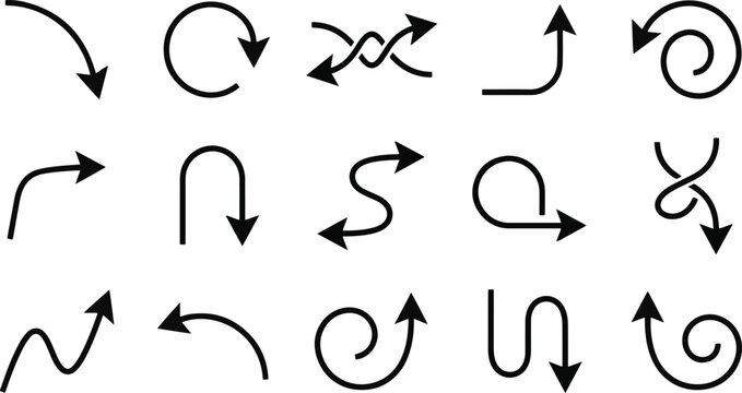 Collection of thin line arrow icons directional symbols for presentations websites and graphic design