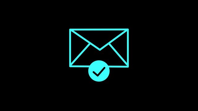 Mail box with check mark.White email box and check mark verified icon animation.Motion graphics of Mail box concept