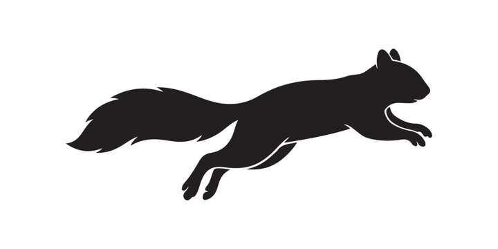 Black silhouette of a jumping squirrel animal icon