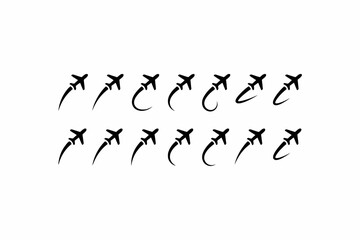 Obraz premium Airplane Icons with Flight Trails Isolated on White Background
