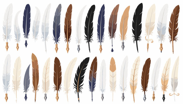  Natural Tribal Native American Feathers Vector Illustration Pack with Decorative Bohemian Bird Plumage Graphic Elements for Fashion Textile Pattern Prints