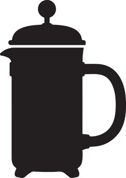 French press coffee silhouette vector