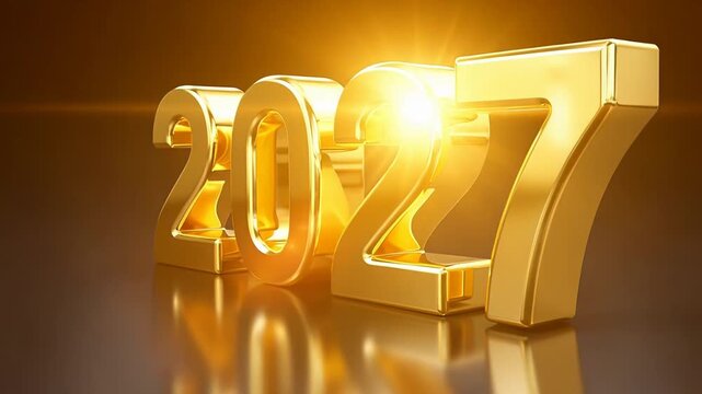 ?Golden 2027 year transition with shimmering light effects