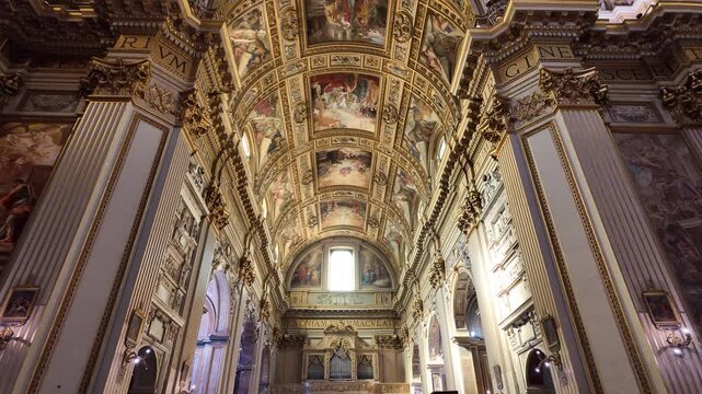 Majestic View Looking Up The Nave Towards The Dome In Sant Andrea Della Valle Rome