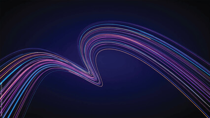Obraz premium Vibrant multicolored lines form a dynamic wave-like pattern on a dark background
