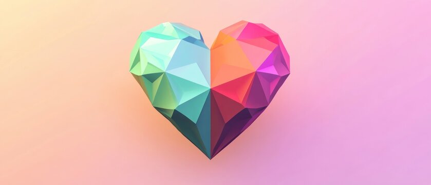 Colorful low poly heart shape abstract design graphic