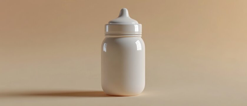 White ceramic bottle with nipple lid minimalist product shot clean design studio photography