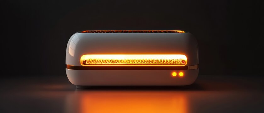 Illuminated modern appliance sleek white design orange light technology product
