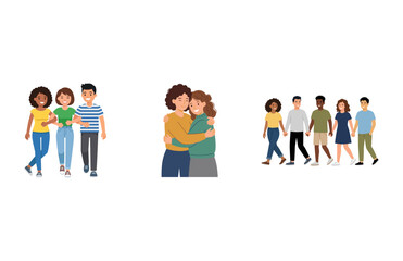 Fototapeta premium Diverse Groups of Friends and People Connecting Through Friendship and Inclusive Social Interaction