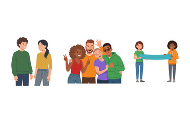 Obraz premium Diverse Group of Young People Interacting and Collaborating Together in Social Settings