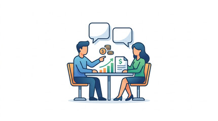 Fototapeta premium Business meeting with financial charts and coins.