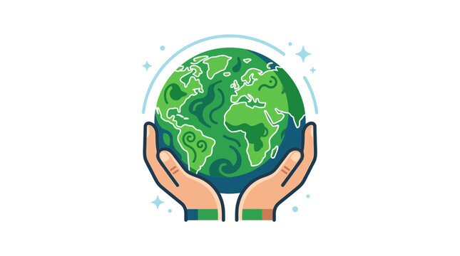 Hands Holding Planet Earth Icon Illustration