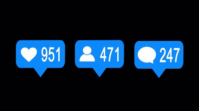 A modern red social media animation featuring Like, Comment, Share, and share buttons that appear with smooth pop-up and click animations.