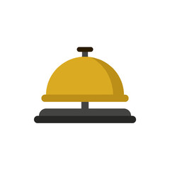 Fototapeta premium A golden service bell sits on a dark flat base