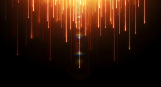 Abstract Glowing Orange Light Streaks on Black Background