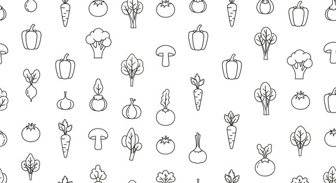 Vegetables Line Drawing Various Icons.