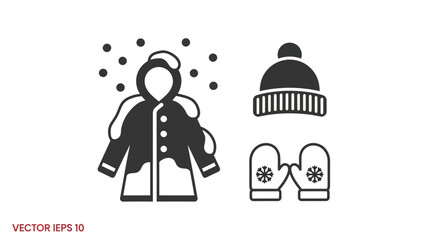 Winter clothing set with hat gloves. © Wit