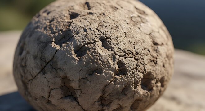 Close-up of dry cracked earth ball.