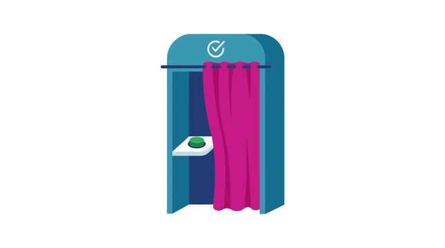 Illustration of a Voting Booth with a Checkmark Icon