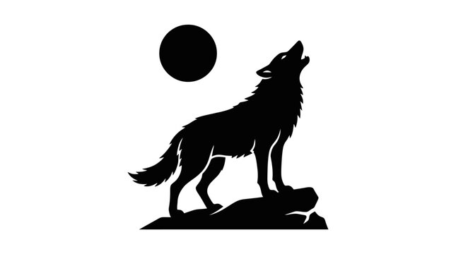 A wolf howls at the moon.