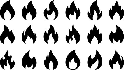 Set of black fire flame vector icons.  © Ajimicon