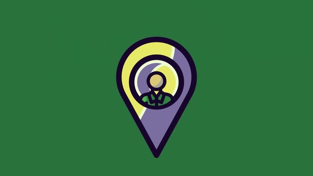 Map Pin Person Animated Green Screen Chroma Key Background