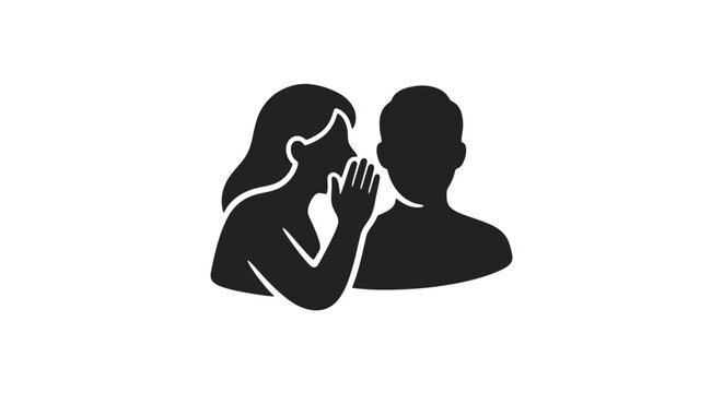 a woman whispers to a man.