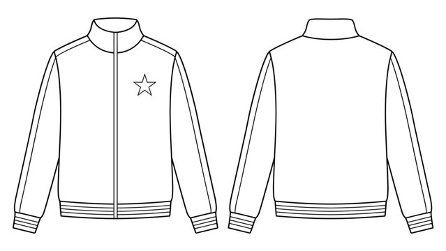 Track jacket with star logo and stripes on transparent background