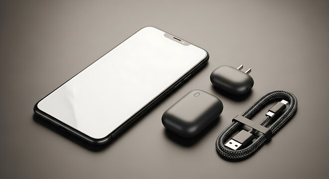 Smartphone and wireless earbuds accessories.