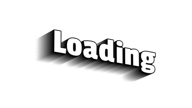 Loading text motion with clean italic style and long drop shadow effect for interface buffering and video transition screen