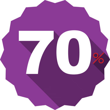 70% Off Discount Badge Purple Sale Sticker Label Icon for Promotion and Savings