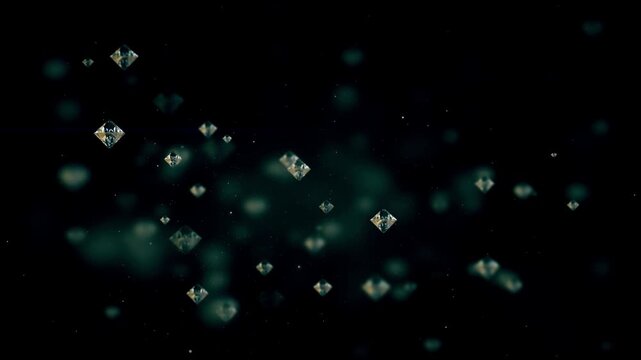 Scattered diamonds against a dark background creating a luxurious and elegant visual effect