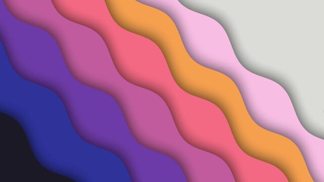 Abstract 3D layered paper cut waves with smooth gradient flow, seamless background animation for modern presentations