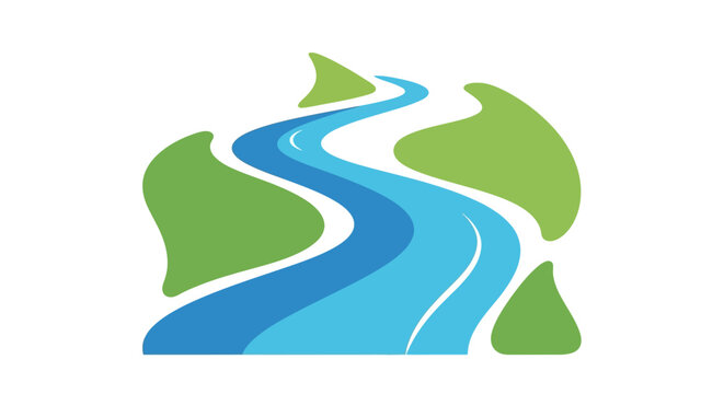 Winding River Waterway Blue Flow.
