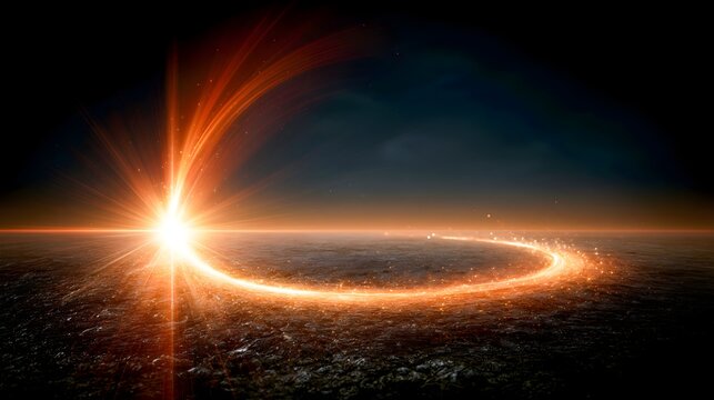 Gold light streak arc abstract motion background