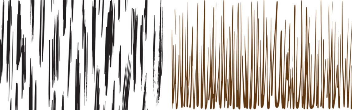 Abstract vertical brush stroke textures with black and brown hand drawn lines vector set for background design